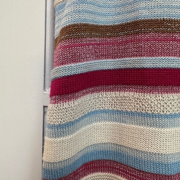 St. John Wool Magenta Shimmer Metallic Ribbed Striped Sleeveless Sweater Size S - Picture 3 of 10